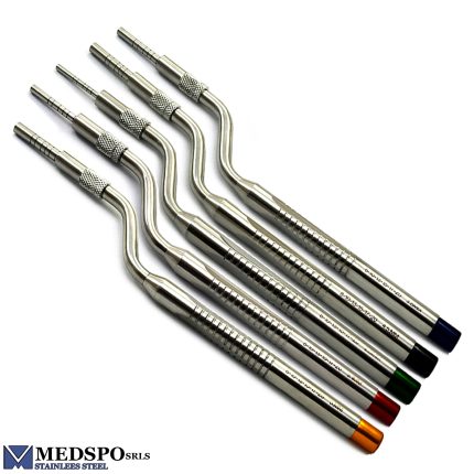 Implant Sinus Lift Offset Osteotome Angled Adjustable Screw Concave Tips Dental Bone Spreading Osteotomes Kit Set of 5